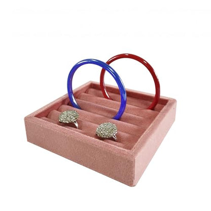 SCIKHETF Velvet Ring Earrings Studs organizer Tray Small Ring Insert Display Tray 5 Slots Stackable (Peach Pink) - color: Peach Pink