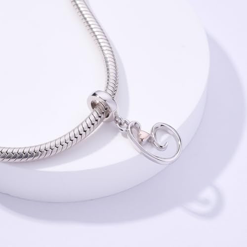 Letter Charms for Pandora Bracelets 925 Sterling Silver Alphabet Initial Charms Bead Jewelry Gift for Women - style: Initial G