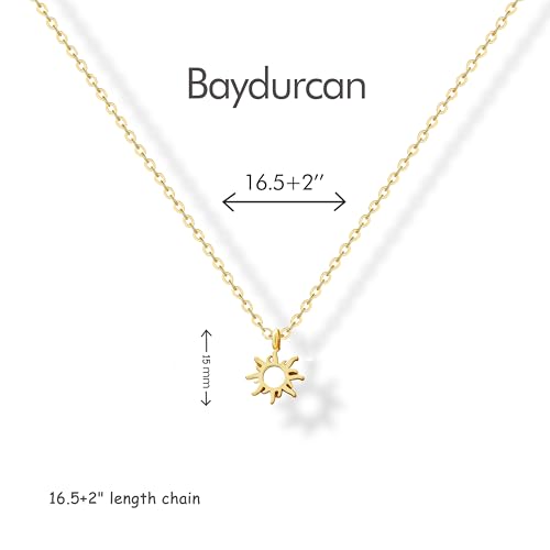 Baydurcan Dainty Gold Necklace for Women Ankh Mom Jesus Sun Star Necklace | 14K Gold Plated Pendant Necklaces Gifts for Friends Sister Mother, Birthday, Christmas, Graduation, Inspirational Gifts - style: Sun