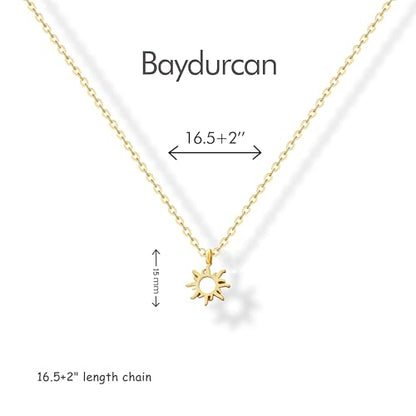 Baydurcan Dainty Gold Necklace for Women Ankh Mom Jesus Sun Star Necklace | 14K Gold Plated Pendant Necklaces Gifts for Friends Sister Mother, Birthday, Christmas, Graduation, Inspirational Gifts - style: Sun