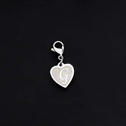 FAADBUK Initial Letter A-Z Alphabet Heart Charms for Jewelry Bracelet Keychain Necklace Initial Stainless steel Clasp Clip on Charm - color: intial G