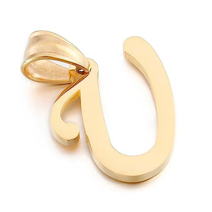 Initial Charms Gold Initial Pendant 14k Gold Letter Charm Name Pendant for Women and Men - style: U
