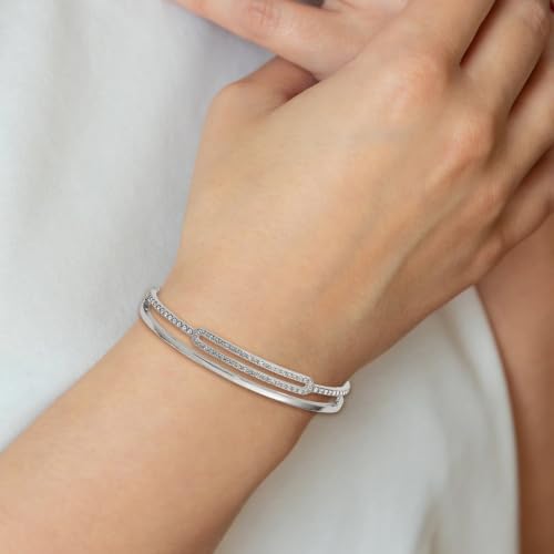 Chisel Crystal Adjustable Bangle Bracelet in Stainless Steel