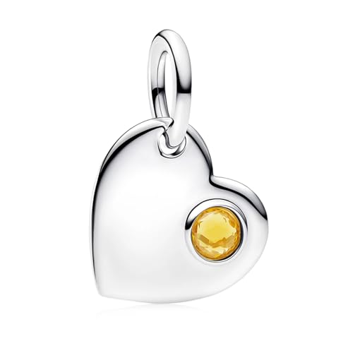 Birthstone Charm, Heart Charm Pendant Dangle with CZ, for Anniversary Birthday Mothers Valentines Day Christmas Graduation, for Yourself Family Mom Friend Girlfriend Sister Grandma - style: Nov.