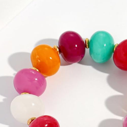 Multicolor Chunky Beaded Bracelet for Women Bold Acrylic Resin Stretch Bracelet Summer Beach Statement Bracelets Trendy Elastic Bangle Jewelry - color: Chunky bead bracelet-colorful