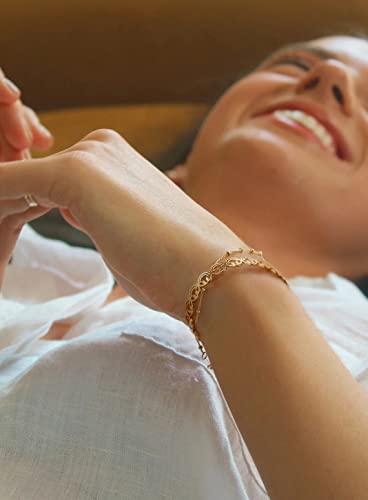 PERNNLA PEARL Dainty Gold Bar Bracelet for Women Simple Delicate Thin Cuff Bangle Hook Bracelet 18K Gold Plated Handmade Minimalist Jewelry - color: 11.Smiley Face