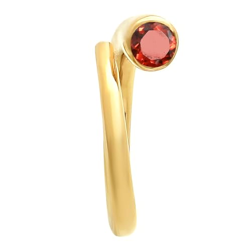 18K Gold Filled Non-Tarnish Bypass Ring for Women – Modern Open Band With Multi Gemstone Ring – Minimalist Adjustable Statement Jewelry - color: Hessonite Garnet