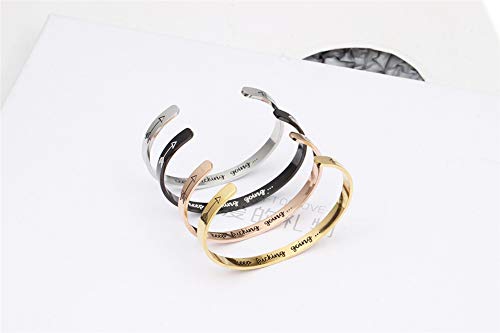 Inspirational Open Bracelet Cuff for Women Men Engraved Keep Fucking Going Bracelet Bangle Stainless Steel Arrow Bracelet Fashion Wristband Jewelry - color: Rose Gold/keep