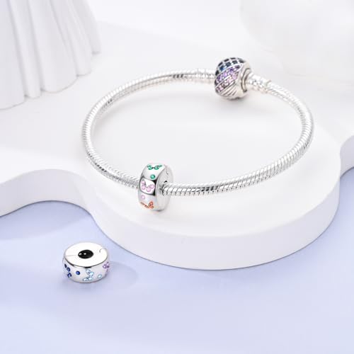 Pandach 925 sterling silver Clip Spacer Charm for Bracelet Clip Lock Stopper Bead Spacer European Openable Beads 2Pcs - style: 2-KJC898