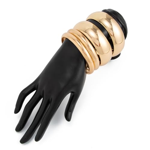 Chunky Gold Bangle Bracelets for Women Stack Wide Wrist Bracelets Gold Stackable Bracelets Jewelry - style: G-4pcs