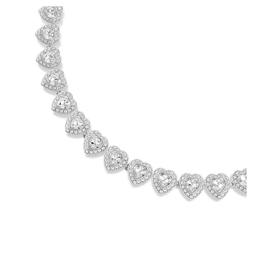 Swarovski Ariana Grande Collection, Clear Crystal & Pearls, Rhodium Finish, Necklaces, Earrings and Bracelets - color: All Around Heart Necklace