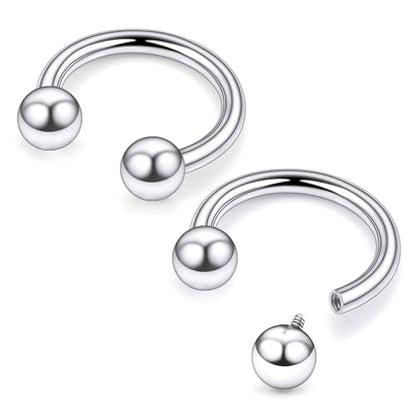 Ruifan 20G 18G 16G 14G 12G 8G 6G 4G 2G Horseshoe Nose Ring Titanium Septum Rings Piercing Jewelry Internally Threaded Gauges Cartilage Conch Helix Rook Lip Tragus Earring Hoop Eyebrow For Women Men - size: Ball: 12G - 12MM