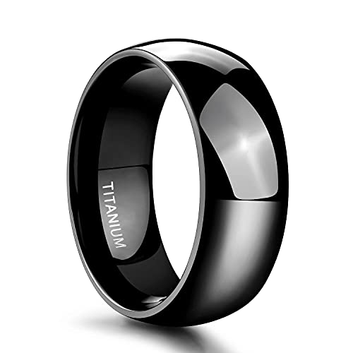 TIGRADE Black Titanium Ring 2mm 4mm 6mm 8mm Dome High Polished Wedding Band Size 3-14.5 - color: 8mm, size: 10.5
