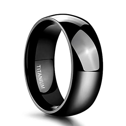 TIGRADE Black Titanium Ring 2mm 4mm 6mm 8mm Dome High Polished Wedding Band Size 3-14.5 - color: 8mm, size: 9.5