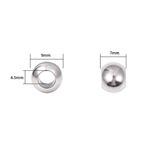 Stainless Steel Spacer Beads 9x7mm Round Loose Charm Caps Beads for DIY Jewelry Making 20pcs with 4.5mm Hole - color: 9x7mm 4.5mm