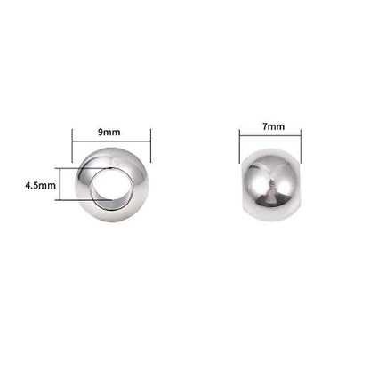 Stainless Steel Spacer Beads 9x7mm Round Loose Charm Caps Beads for DIY Jewelry Making 20pcs with 4.5mm Hole - color: 9x7mm 4.5mm