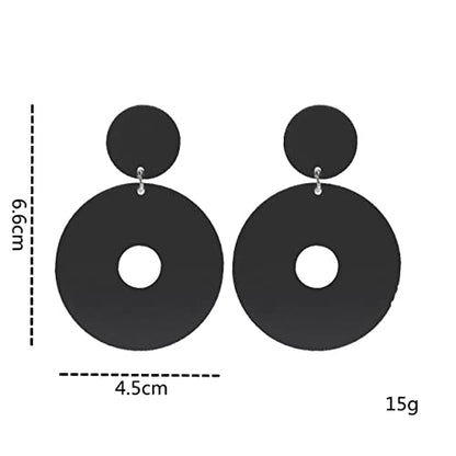 Acrylic Transparent Hollow Double Circle Round Dangle Earrings Geometric Statement Drop Earrings for Women Summer Holiday Cool Party Jewelry - color: black