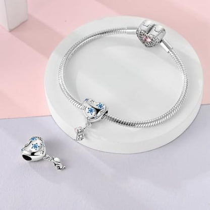 925 Sterling Silver Charms for Bracelets and Necklaces Lipstick and Perfume High Heels Dangle Pendants Heart Butterfly Bead Charms Halloween Christmas Gift for Womens - style: Heart Hot Air Balloon Cat Charm
