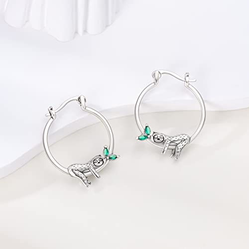 NARMO 925 Sterling Silver Earrings for Women Hypoallergenic Hoop Earrings - color: Sloth