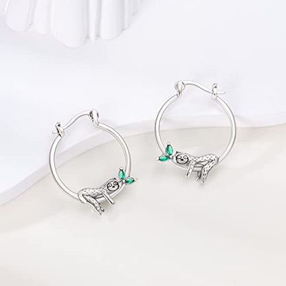 NARMO 925 Sterling Silver Earrings for Women Hypoallergenic Hoop Earrings - color: Sloth