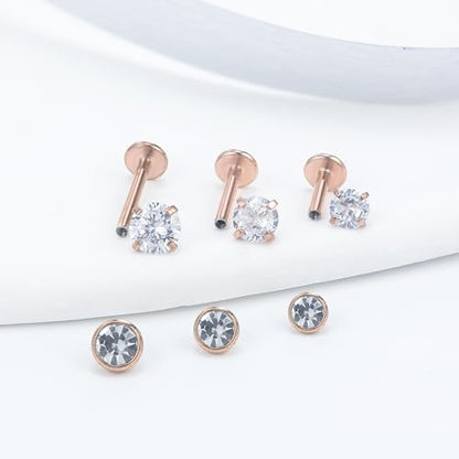 16G Lip Rings Stainless Steel Tragus Helix Conch Piercing Jewelry Snake Bite Piercing Monroe Lip Rings Labret Medusa Cartilage Lobe Earrings Piercing Jewelry CZ 2MM 2.5MM 3MM 3.5MM 4MM 4.5MM - color: 6MM 8MM 10MM Bar-Rose Gold,2mm/2.5mm/3mm/3.5mm/4mm/4.5m