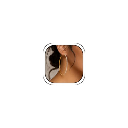 Big Chunky Gold Hoop Earrings for Women Beaded Large Statement Earrings Lightweight Fashion Jewelry Daily Wear Party Gift - color: E4:Gold 8cm