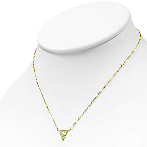 925 Sterling Silver White CZ Triangle Womens Pendant Necklace - color: Yellow