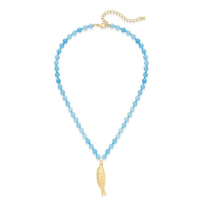 YUJIE Colorful Beaded Necklace for Women, Chunky Boho Choker with Large Gold Puffy Heart Pendant, Trendy Summer Beach Y2K Statement Jewelry Gift - color: sardine