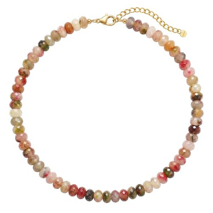 Joya Love Colorful Gemstone Beaded Necklaces For Women Trendy Rainbow Natural Stone Boho Handmade Stainless Steel Waterproof Strand Necklaces Jewelry For Women Gift - color: Amazon