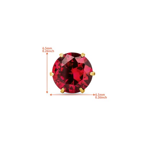 Orovi Round 14K Gold Earrings for Women in Solid 14K White Gold 585/14K Yellow Gold 585 with Ruby/Sapphire/Zirconia/Emerald Gemstones, Stud Earrings For Women,Women's Jewelry Delivered in Jewelry Box - color: 14K Yellow Gold/ Ruby