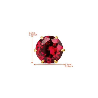 Orovi Round 14K Gold Earrings for Women in Solid 14K White Gold 585/14K Yellow Gold 585 with Ruby/Sapphire/Zirconia/Emerald Gemstones, Stud Earrings For Women,Women's Jewelry Delivered in Jewelry Box - color: 14K Yellow Gold/ Ruby