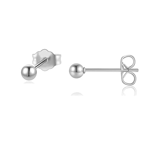 Renkovte Tiny Ball Stud Earrings for Women,Dainty 2mm 3mm 4mm Ball Studs for Cartilage Helix Second Lobe Piercing 316 Surgical Steel Hypoallergenic - color: Silver, size: 2mm Ball