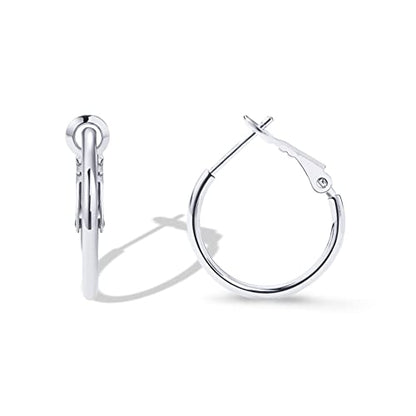 PAVOI Gold Hoop Earrings for Women, 14K Gold Plated Paddle-Back Hoops | Large Hoop Earrings, Lightweight Hoops, Gold Hoops, 925 Sterling Silver Posts - style: 20 Millimeters
