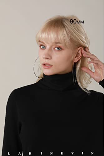 Chic 925 Sterling Silver Big Hoop Earrings Minimalist Round Circle Endless Large Huggie Hoops Statement Earrings 50/60/70/90mm Hypoallergenic Fashion Jewelry Gifts for Women Girls - style: 90mm