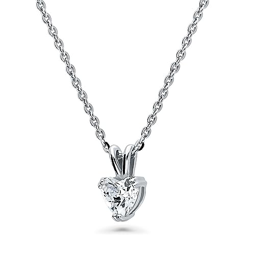 BERRICLE Sterling Silver CZ Solitaire Pendant Necklace for Women, Gold Flashed, Cubic Zirconia - Asscher, Emerald, Heart Shaped, Princess, Round Cut - style: Heart Shaped Cut