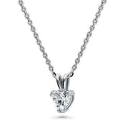 BERRICLE Sterling Silver CZ Solitaire Pendant Necklace for Women, Gold Flashed, Cubic Zirconia - Asscher, Emerald, Heart Shaped, Princess, Round Cut - style: Heart Shaped Cut