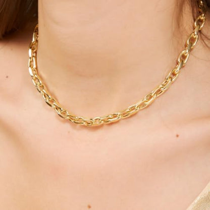 Jabogrii 16.4 Feet 18K Gold Brass Jewelry Chains Roll Oval Paperclip Chains | DIY Necklace Bracelet Chain with Lobster Clasps and Open Jump Rings for Jewelry Making - color: Cable Gold