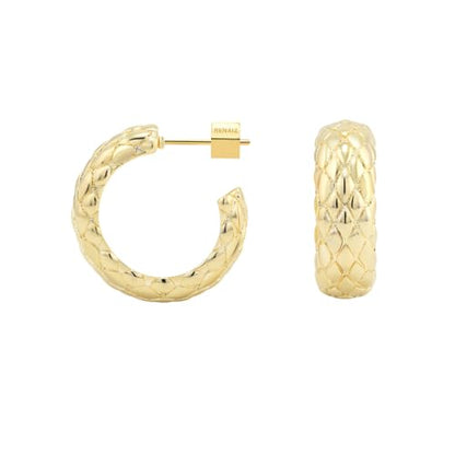 RENAIZ Dainty Lightweight Hoop & Stud Earrings for Women – 14K Gold Plated & Rhodium Plated, Minimalist Geometric Hypoallergenic Jewelry, Tiny Dainty Everyday Studs and Hoops - color: Yellow Gold, style: Snake Skin