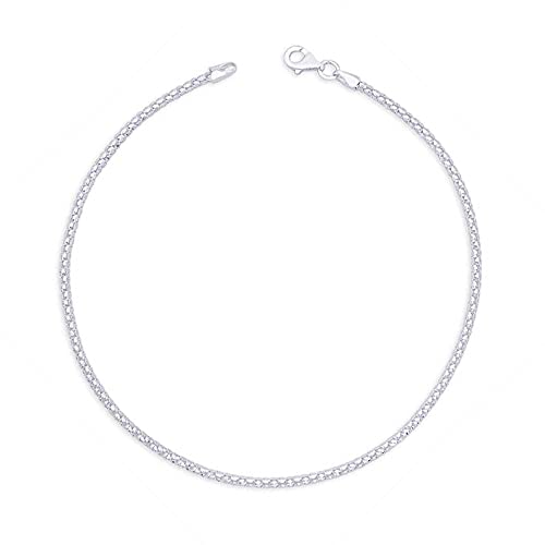 Savlano 925 Sterling Silver 9, 10 Inches Chain Anklet for Women Comes With a Gift Box - style: DC Coreana