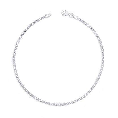 Savlano 925 Sterling Silver 9, 10 Inches Chain Anklet for Women Comes With a Gift Box - style: DC Coreana