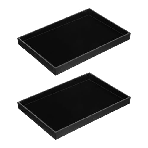 2 Pack Black Velvet Stackable Jewelry Tray Showcase Display Stackable Necklace Bracelet Ring Showcase Display Empty Plate