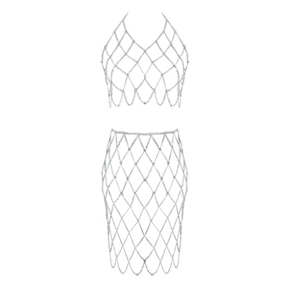 Women's Sexy Suit Body Chain - color: Silvery Color-Bra Body Garment Chain Waist Chain Suit-6