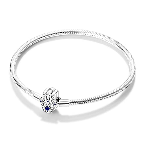 KUNSIR 925 Sterling Silver Palm Clasp Snake Chain Bracelet Basic Charm Bracelets Fit Any PDL Charm, with for Teen Women - style: KJB010