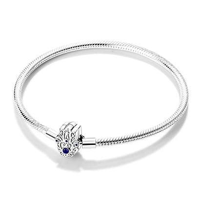 KUNSIR 925 Sterling Silver Palm Clasp Snake Chain Bracelet Basic Charm Bracelets Fit Any PDL Charm, with for Teen Women - style: KJB010