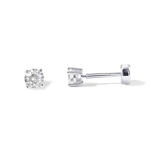 PAVOI 14K Gold Plated Solid 925 Sterling Silver Post Cubic Zirconia Stud Flat Back Earrings for Women | Cartilage Earring | Helix Piercing Jewelry | Small Stud Earrings for Women - color: White Gold, size: 3mm