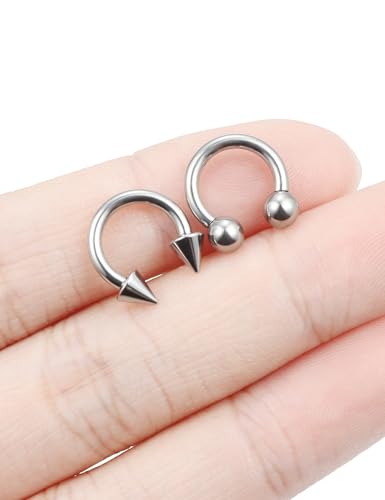 F136 Titanium 20/18/16/14/12/8/4/2g Septum Nose Rings Gauge Earrings Lip Rings Prince Albert Jewelry Internally Threaded Horseshoe Hoop Piercings - size: 14g*08mm