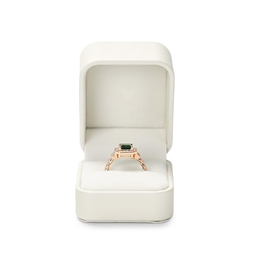 Oirlv Luxury Leather Jewelry Ring Box Engagement Ring Box Wedding Day Keepsake Box(Creamy-white) - color: Creamy-white, size: Ring Box
