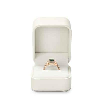 Oirlv Luxury Leather Jewelry Ring Box Engagement Ring Box Wedding Day Keepsake Box(Creamy-white) - color: Creamy-white, size: Ring Box