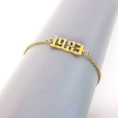 CSIYANJRY99 Birth Year Ankle Bracelets for Women14K Gold Plated Birth Year Number Anklets Adjustable Chain Beach Foot Ankle Bracelets for Women Birthday - style: 1983