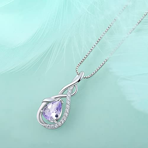 STARCHENIE Infinity Teardrop Necklace for Women 925 Sterling Silver Pendant Birthstone Jewelry - color: Silver-06-Jun-Alexandrite